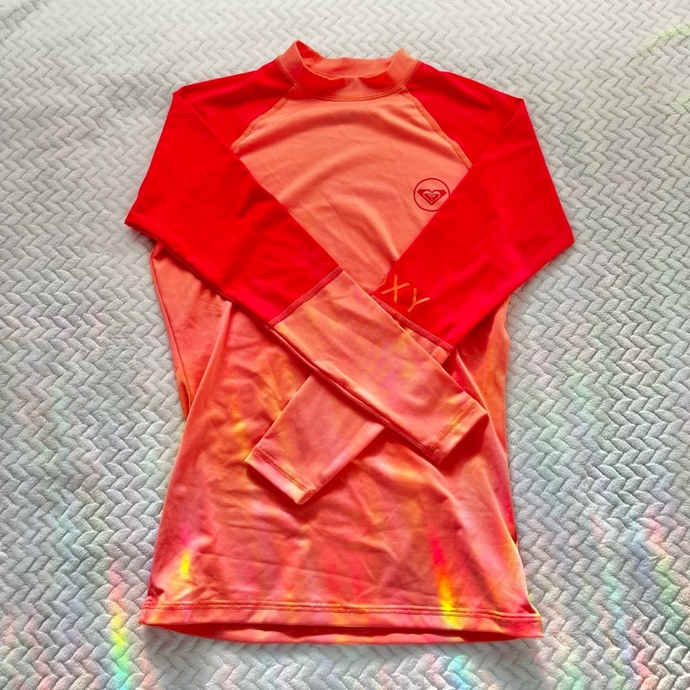 Roxy Women's Coral and Red Long Sleeve Swim Rash Guard